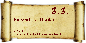 Benkovits Bianka névjegykártya